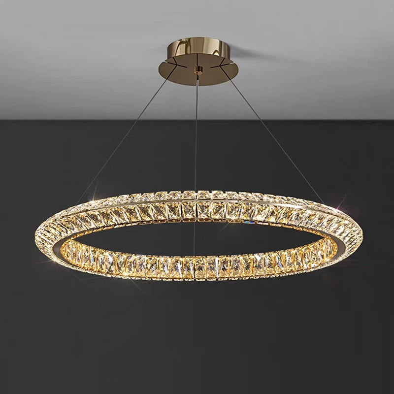 lustre en cristal doré design moderne pour intérieur élégant - vue 4 sur 11