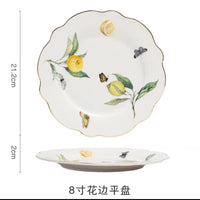 Assiette ceramique motif citron style europeen cuisine decoratif