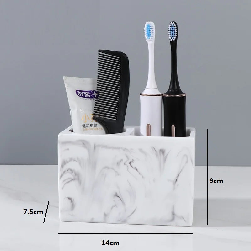 porte-brosse à dents en résine marbrée pour salle de bain - vue 7 sur 15