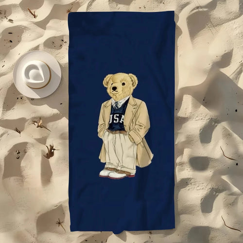 serviette de plage anime ours sechage rapide portable