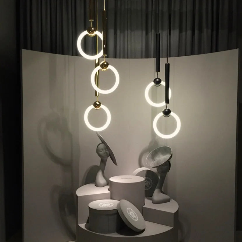 suspension LED en anneau design nordique moderne - vue 3 sur 16