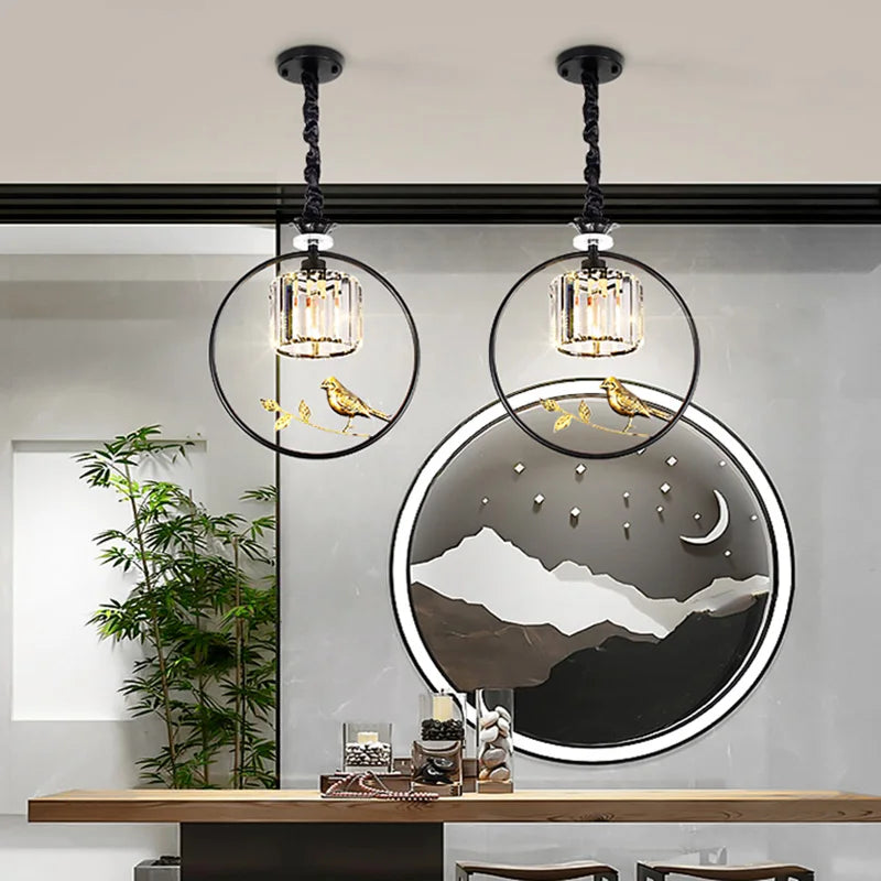 suspension design nordique en forme d'oiseau en cristal décoratif - vue 6 sur 8