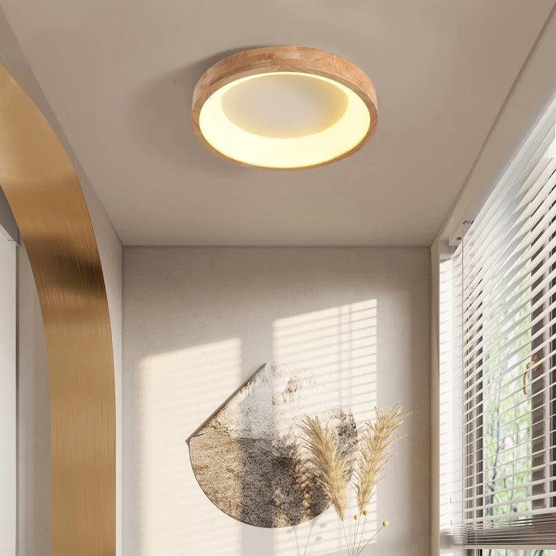 lustre moderne en bois et lumières led décoratives pour intérieur - vue 3 sur 8
