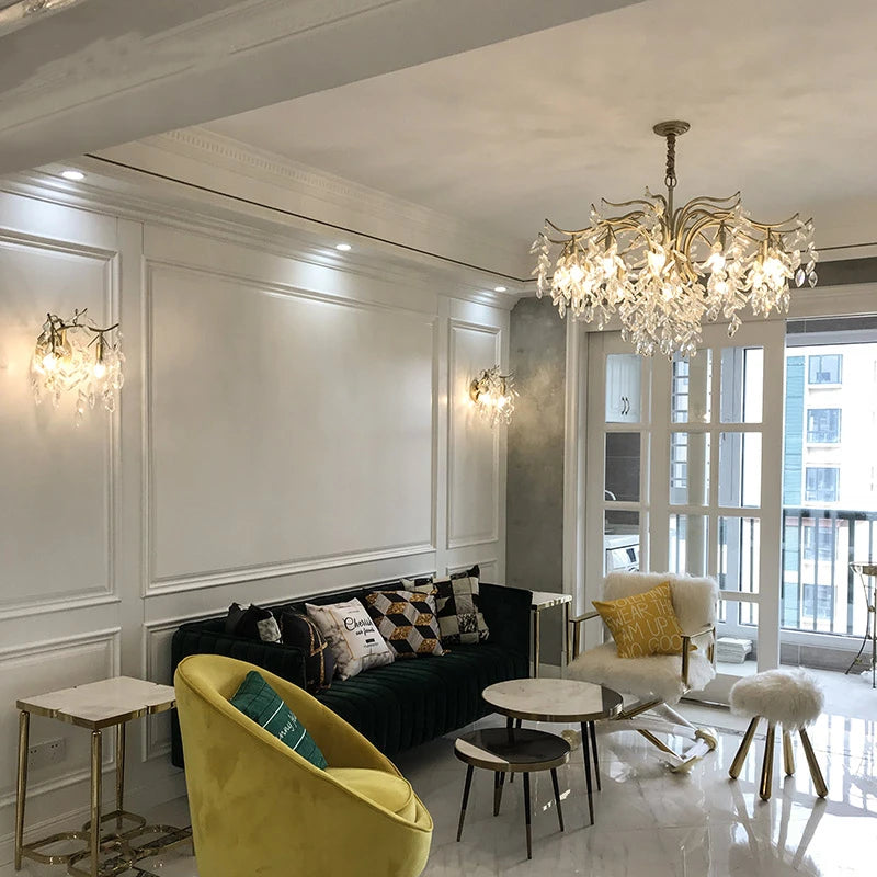 lustre nordique led en cristal de luxe décoration - vue 7 sur 14