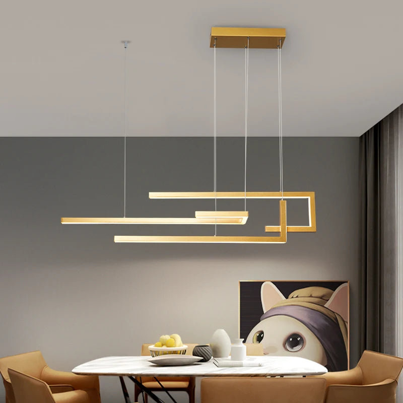 suspension à led moderne design rectangulaire intensité variable - vue 5 sur 10