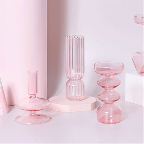 bougeoir en verre conique pour table de mariage et décoration nordique - vue 3 sur 28