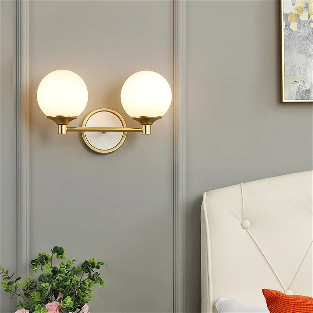 applique murale moderne en verre style nordique double tête - vue 4 sur 8
