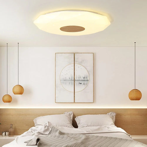 plafonnier led minimaliste en bois massif étoile diamant - vue 6 sur 9