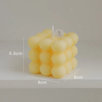 bougie cube parfumée à bulles en cire de soja artisanale