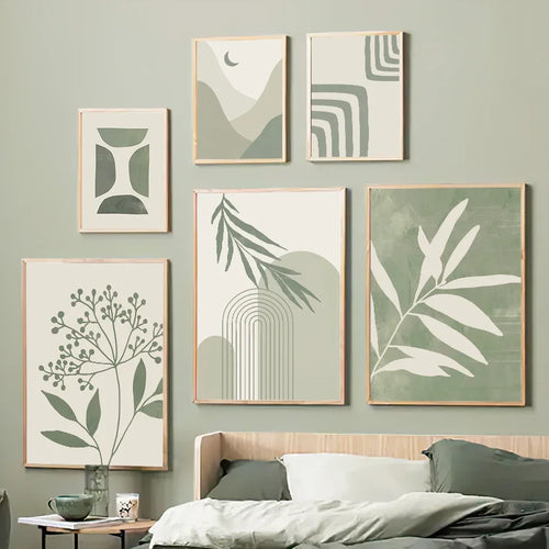plante géométrique abstraite art mural boho pour décoration intérieure - vue 2 sur 15