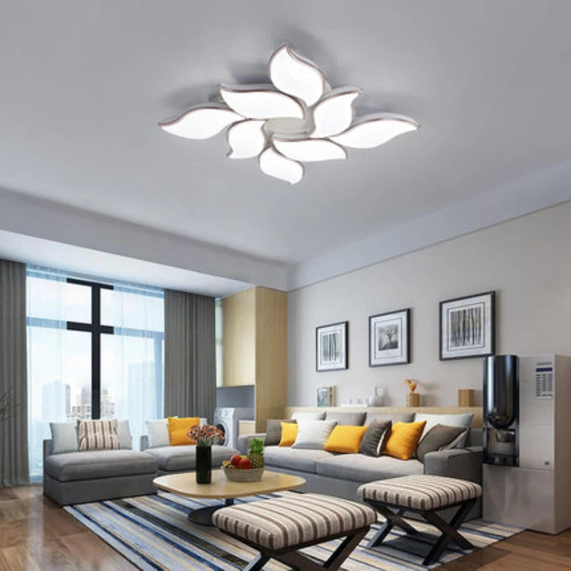 lustre décoratif moderne avec télécommande et motif floral - vue 5 sur 6