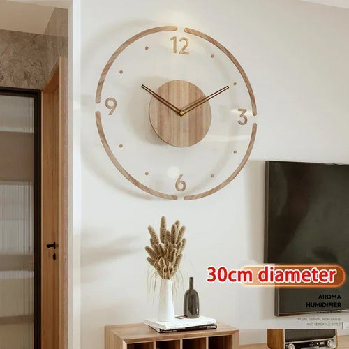 horloge murale silencieuse en bois massif design nordique créatif - vue 13 sur 12