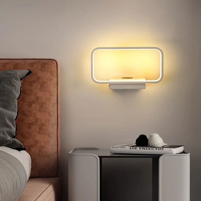 applique murale moderne tactile avec variateur et charge usb sans fil - vue 4 sur 10
