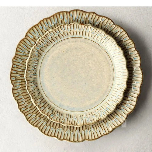 Assiettes plates ceramique relief retro style gastronomique