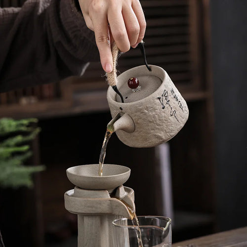 Service à thé japonais rétro kungfu céramique texturé