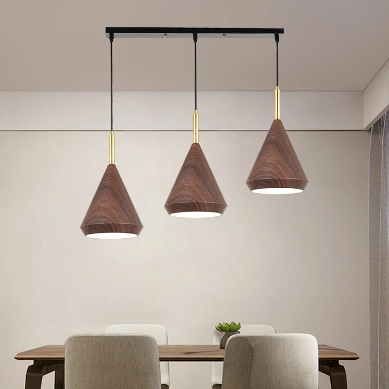 lustre nordique en métal imitation bois pour décoration intérieure minimaliste