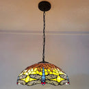 American 16 Inch Dragonfly Chandelier Tiffany Style Coffee Restaurant, Bar, Indoor Bar Lighting, Glass Antique Art Creativity