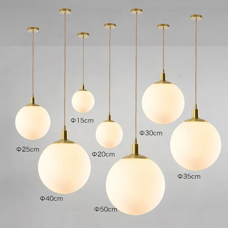 Lampe Suspension Globe Verre Blanc
