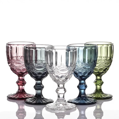 Verre vin relief style rétro verre épais