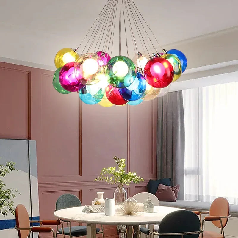 lustre moderne en verre à bulles led pour magasins - vue 6 sur 14