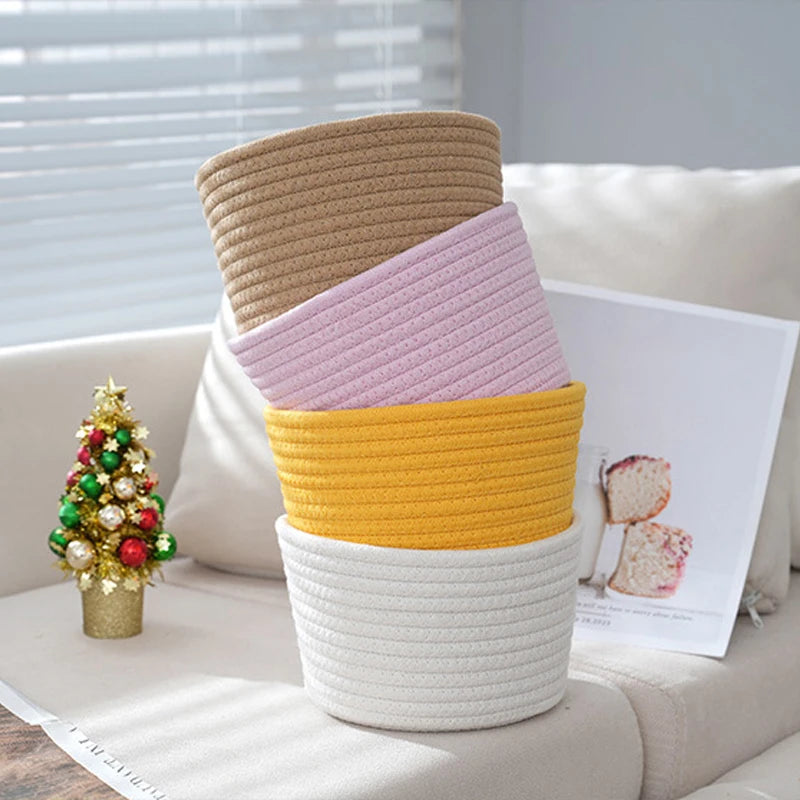 paniers de rangement en corde de coton pour jouets et objets divers - vue 6 sur 12