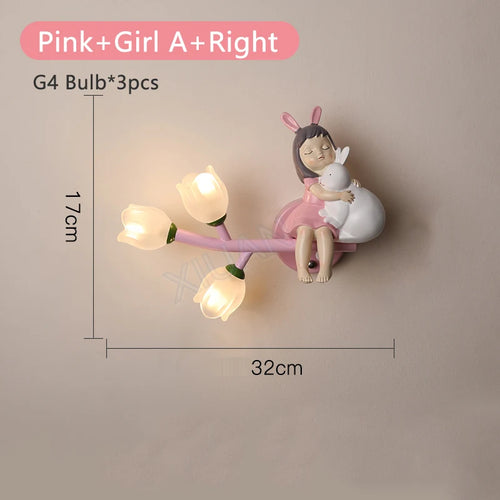 applique murale led g4 fille lapin fleur pour enfants - vue 11 sur 22