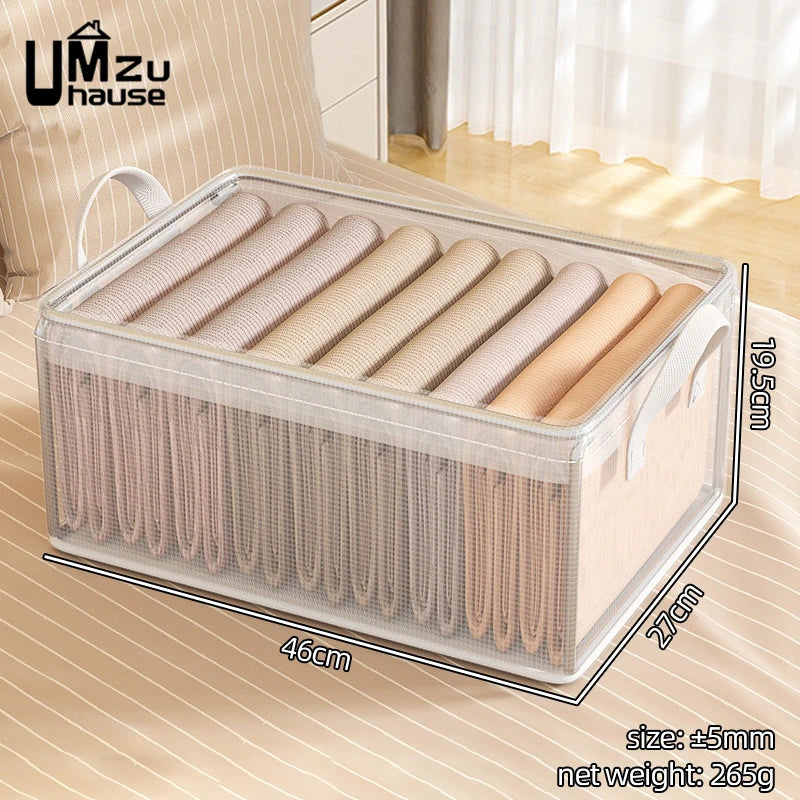 lot de 2 paniers transparents avec cadre en métal pour rangement polyvalent - vue 7 sur 7