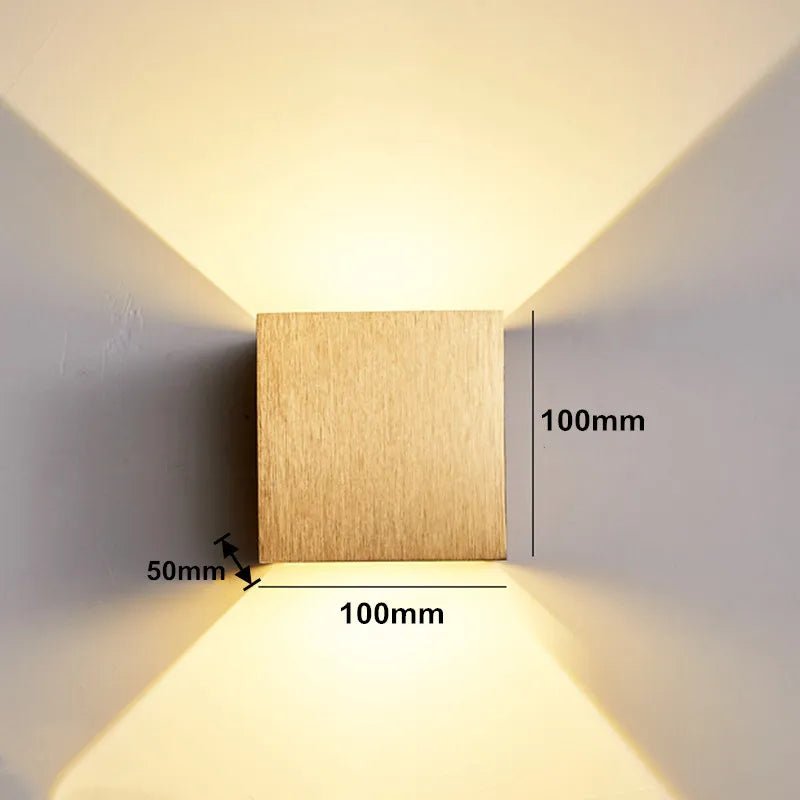 Applique murale LED lumière extérieure étanche IP65 porche jardin applique et intérieur chambre chevet décoration éclairage lampe en aluminium doré - vue 5 sur 15