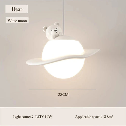 lustre mignon en forme de lapin ours et lune pour chambre d'enfant