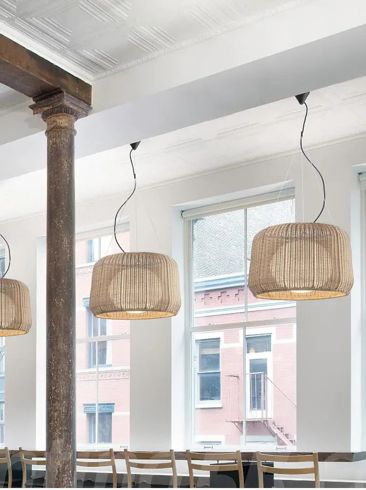 plafonnier wabi sabi en rotin pour décoration moderne et élégante - vue 6 sur 12