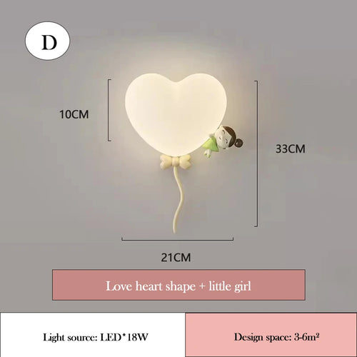 applique murale led en forme de cœur pour chambre d'enfant - vue 9 sur 12