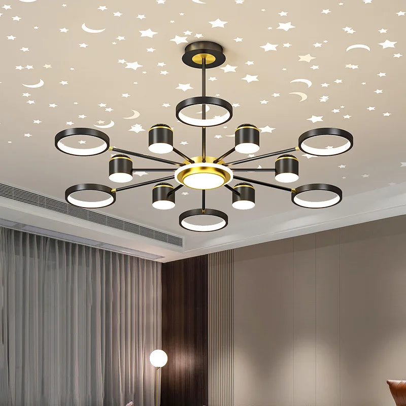 lustre romantique étoilé moderne 6 lumières créatif