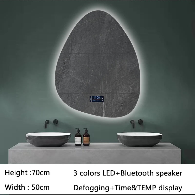 miroir intelligent multifonction avec haut-parleur bluetooth et led réglable - vue 9 sur 13