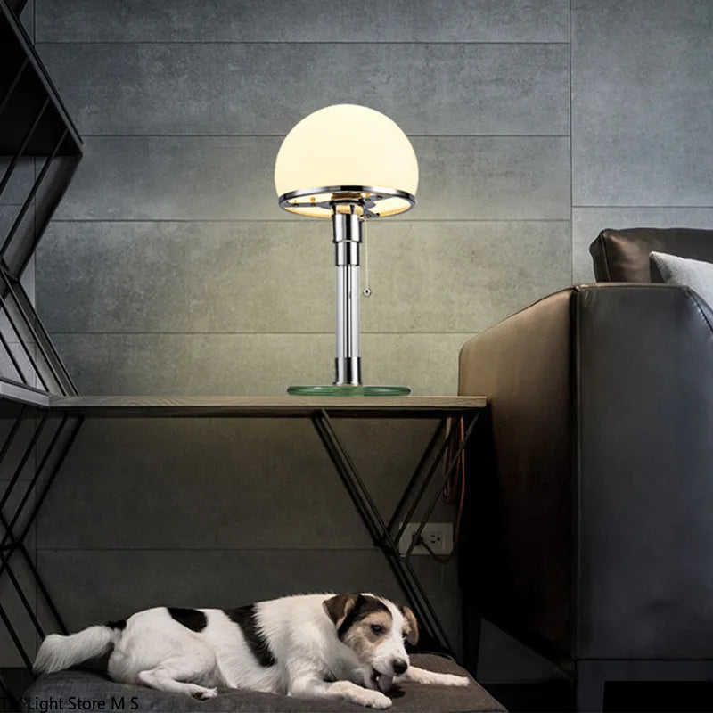Wilhelm Wagenfeld Nordique Designer Bauhaus LED lampe de table design verre lampe de bureau chambre en acier inoxydable luminaires lampes de table - vue 5 sur 7