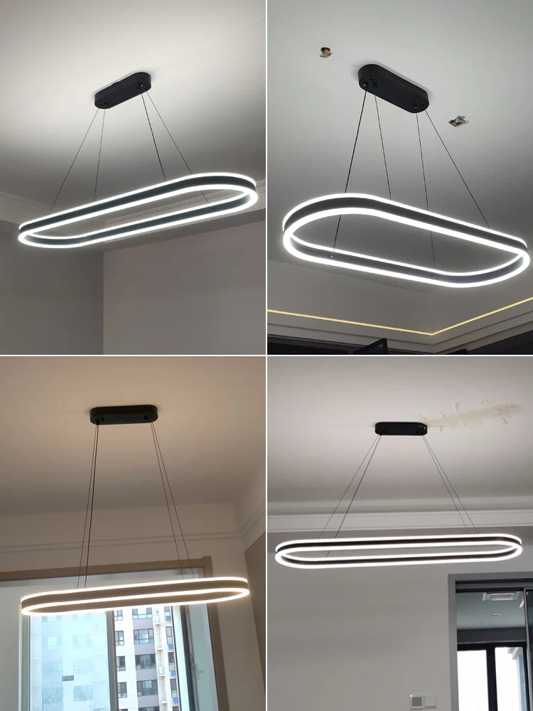 lustre Simple blanc Long moderne LED salon salle à manger chambre Hall décor appareil ménager éclairage intérieur