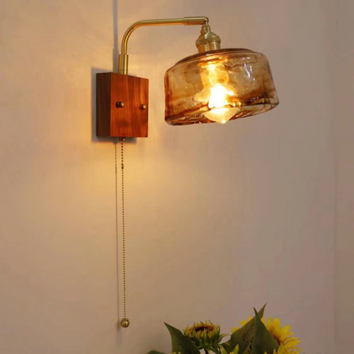 applique murale en bois vintage japonaise design minimaliste avec interrupteur