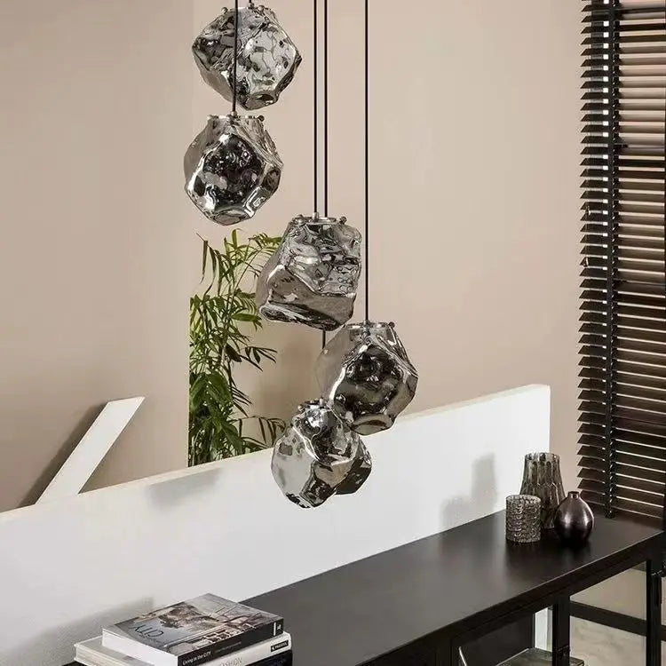 lustre en verre fumé éclairage moderne pour cuisine et bar - vue 9 sur 9