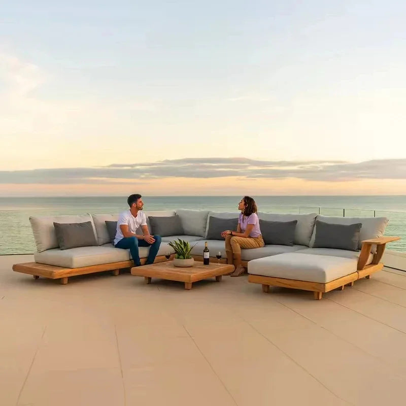 ensemble moderne de meubles d'extérieur en teck pour jardin et patio