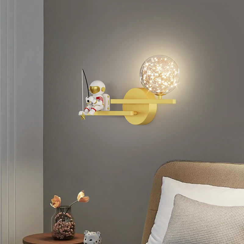 applique murale led astronaute lune planète style nordique 2022 - vue 6 sur 18