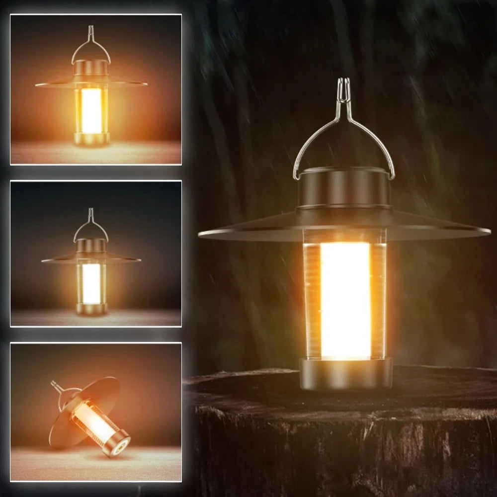 lampe de camping led d'urgence avec charge type c et intensité variable