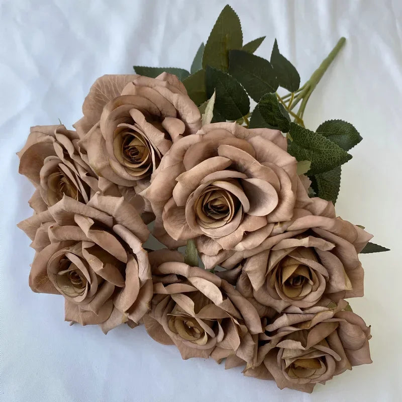 bouquet de roses artificielles en soie pour décoration intérieure - vue 10 sur 17