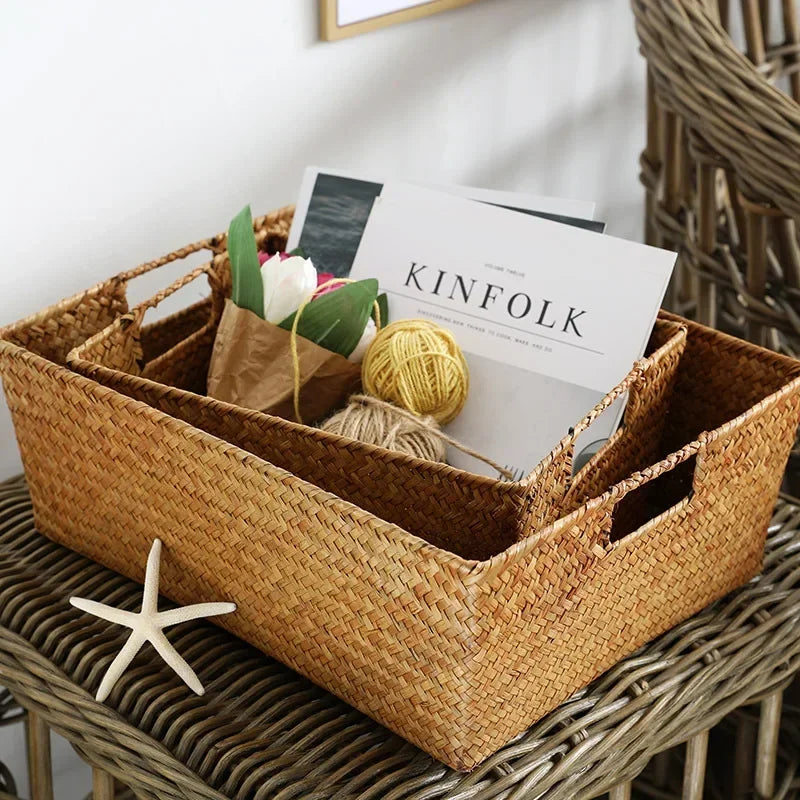 panier en osier tressé pour rangement et décoration - vue 5 sur 8