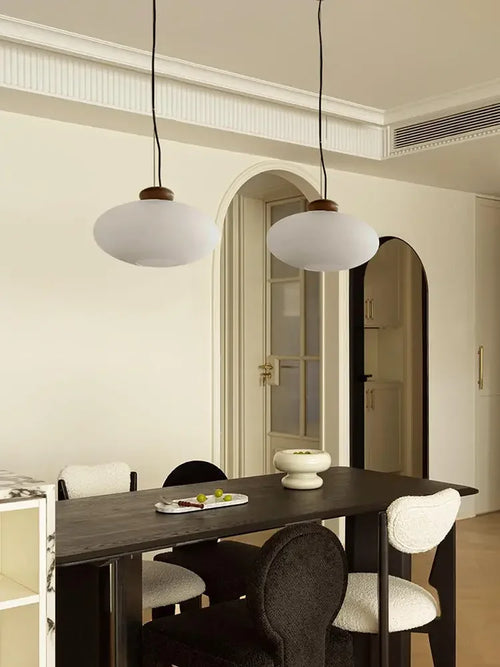 lustre rétro en verre et bois pour décoration intérieure - vue 3 sur 8