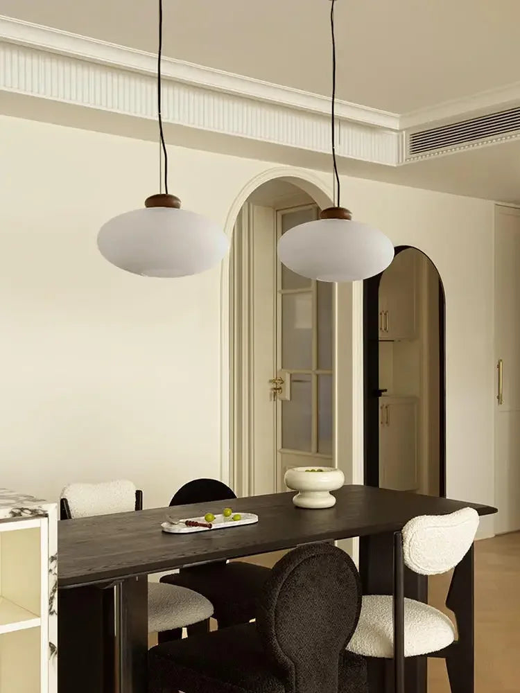 lustre rétro en verre et bois pour décoration intérieure - vue 3 sur 8