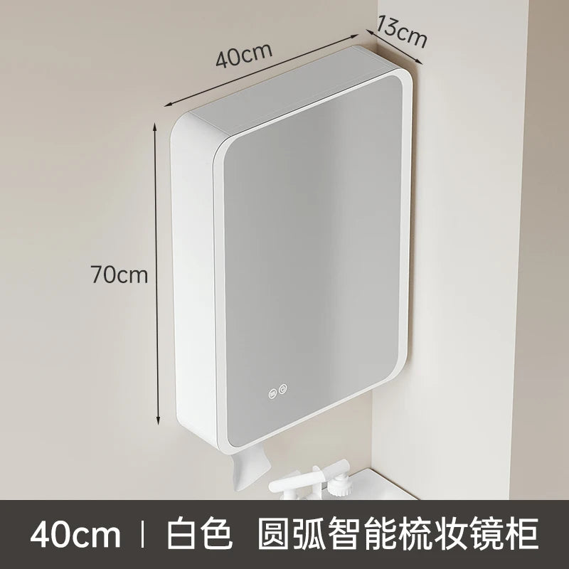 armoire circulaire en aluminium avec miroir éclairage intelligent et rangement - vue 8 sur 32