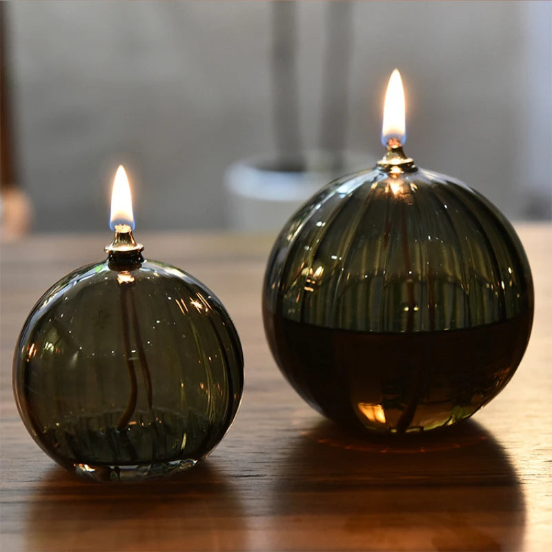 bougeoir circulaire en verre pour lampe à huile décoratif et élégant - vue 5 sur 9