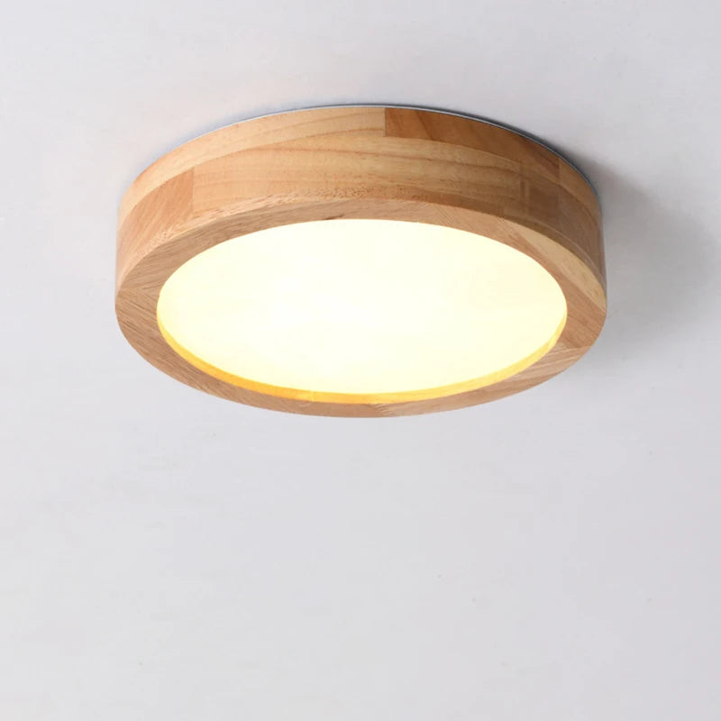 plafonnier led rond simple en bois nordique lampen - vue 8 sur 7