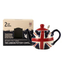 Théière céramique motif drapeau peint main infuseur acier