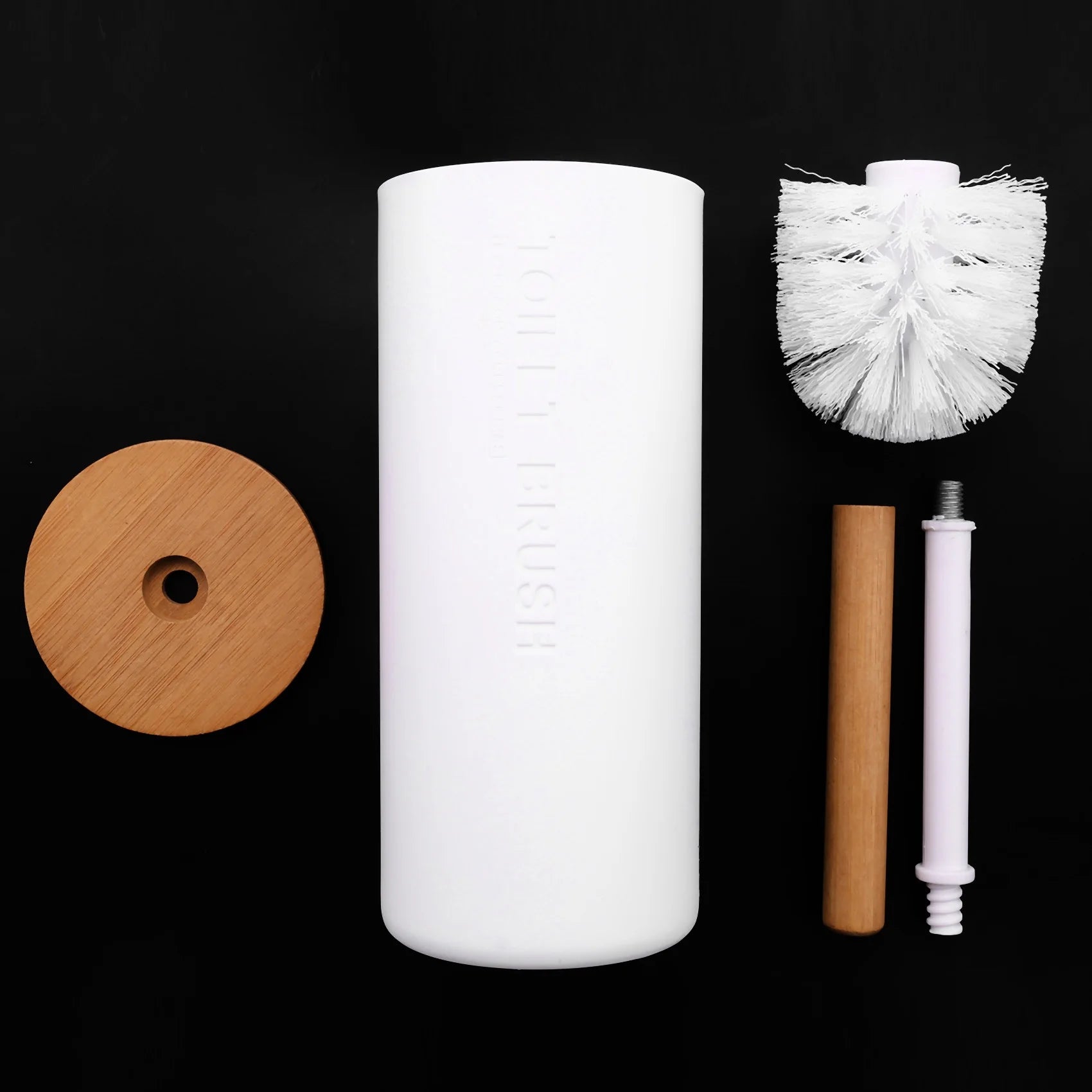 ensemble de brosse de toilette en bambou avec accessoires - vue 4 sur 6