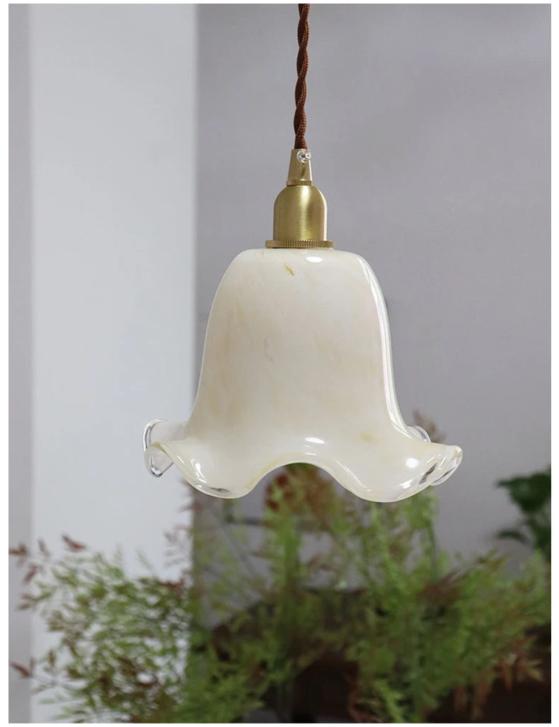 suspension à led rétro fleurs en laiton et verre créatif minimaliste - vue 4 sur 6